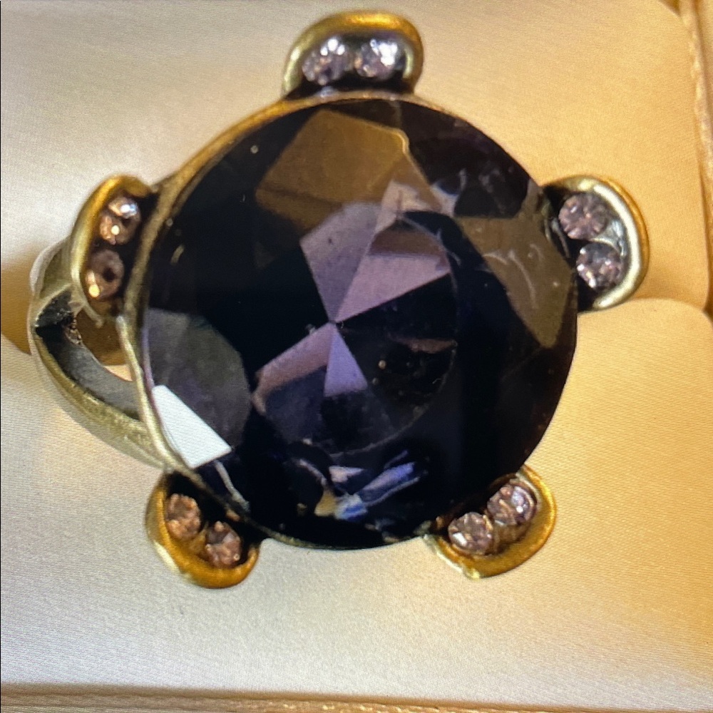 Stunning Deep Blue and Gold Statement Ring  7
